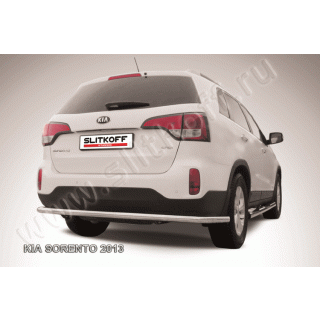 Защита заднего бампера с загибами d57 мм из нержавеющей стали KIA Sorento (Киа Соренто) с 2012 г.в