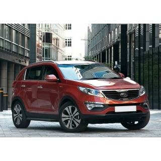 Пороги алюминиевые с черным стальным кантом KIA Sportage (КИА Спортейдж)