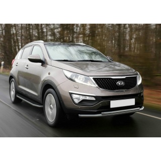 Пороги алюминиевые с нержавеющим кантом KIA Sportage (КИА Спортейдж)