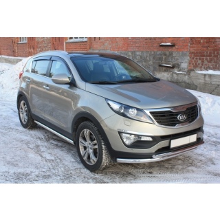 Пороги труба d60 мм из нержавеющей стали KIA Sportage (Киа Спортейдж) с 2010 года выпуска