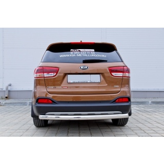 Защита заднего бампера овальная d75х42 мм из нержавеющей стали KIA Sorento Prime (Киа Соренто Прайм) с 2015 г.в.