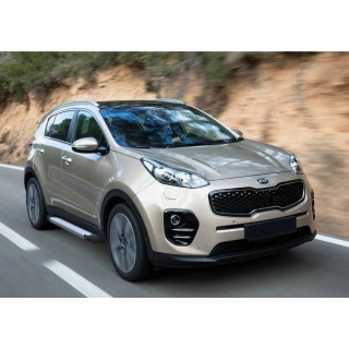 Пороги алюминиевые AMS SILVER KIA Sportage (Киа Спортейдж) с 2016 года
