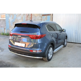 Защита заднего бампера с загибами d60 мм из нержавеющей стали KIA Sportage (Киа Спортейдж) 2016 г.в.