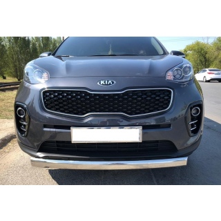 Защита переднего бампера овальная d75х42 мм из нержавеющей стали  KIA Sportage (Киа Спортейдж) с 2016