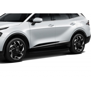 Пороги алюминиевые с черным стальным кантом KIA Sportage (КИА Спортейдж) с 2021 года