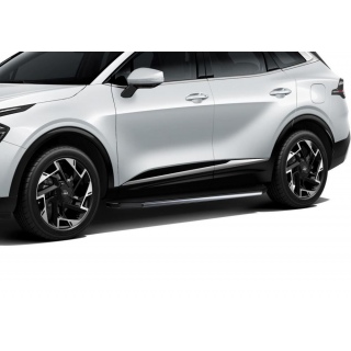 Пороги алюминиевые с нержавеющим кантом KIA Sportage (КИА Спортейдж) с 2021 года