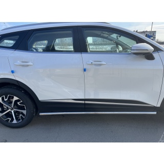 Пороги труба с подгибами d53 мм из нержавеющей стали KIA Sportage (Киа Спортейдж) 2021- (кроме комплектации Style и X-Line)