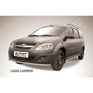 Защита переднего бампера d42 мм из нержавеющей стали Лада Ларгус (Lada Largus)