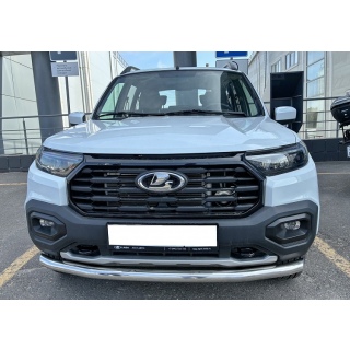 Защита переднего бампера из нержавеющей стали d60 мм Lada Niva Travel 