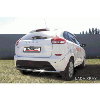 Защита заднего бампера из нержавеющей стали d42 мм Лада Икс Рей (Lada Xray)