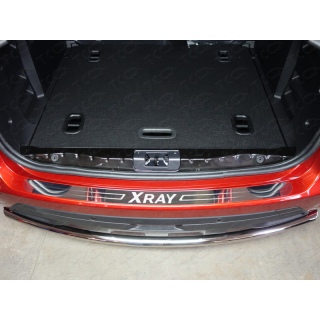 Накладка на задний бампер (лист зеркальный с надписью XRAY) Лада Икс Рей (Lada Xray)