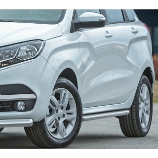 Пороги труба d57 мм из нержавеющей стали Лада Икс Рей (Lada Xray)
