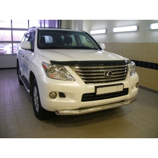 Защита переднего бампера из нержавеющей стали d76 мм LEXUS LX-570 (Лексус LX-570) с 2007 по 2012 года
