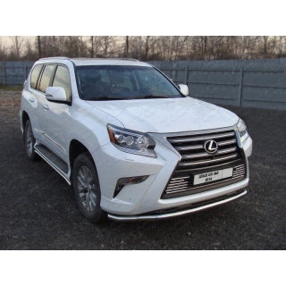 Защита переднего бампера нижняя d60 мм из нержавеющей стали LEXUS GX-460 (Лексус GX-460) с 2014 года
