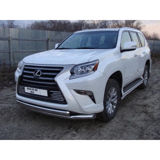 Защита переднего бампера , двойная d76-75х42 мм из нержавеющей стали LEXUS GX-460 (Лексус GX-460) с 2014 года
