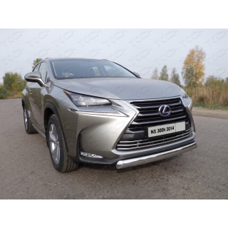 Защита переднего бампера овальная d75х42 мм из нержавеющей стали LEXUS NX-300h (Лексус NX-300h) с 2014 по 2017 год