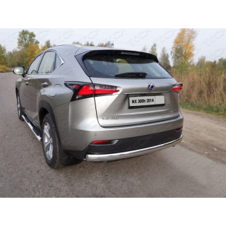 Защита заднего бампера овальная d75х42 мм из нержавеющей стали LEXUS NX 300h (Лексус NX 300h) с 2014 по 2017 год