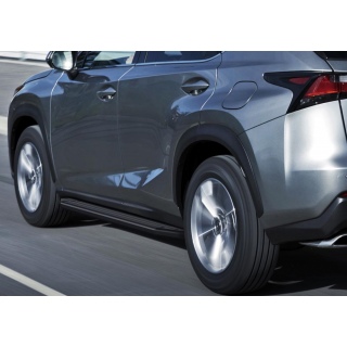 Пороги алюминиевые с черным стальным кантом LEXUS NX 300 (Лексус NX 300) с 2014 года