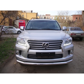 Защита переднего бампера d76 мм из нержавеющей стали LEXUS LX-570 (Лексус LX-570) с 2012 года