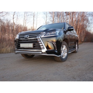 Защита переднего бампера двойная d42-42 мм LEXUS LX-450d (Лексус LX-450d)