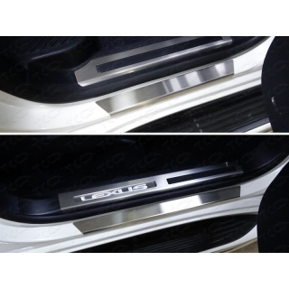 Накладки на пороги с гибом (лист шлифованный) LEXUS LX-450d (Лексус LX-450d)