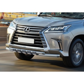 Защита переднего бампера с клыками, d76-57 мм LEXUS LX-450d (Лексус LX-450d)