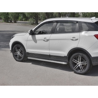 Пороги площадкой из нержавеющей стали, с алюм.листом, d42 мм LIFAN X-70 (Лифан Х-70) с 2018 года