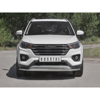 Защита переднего бампера двойная d42-42 мм LIFAN X-70 (Лифан Х-70) с 2018 года