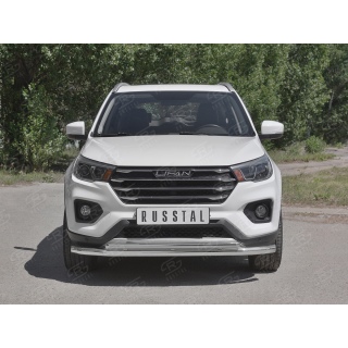 Защита переднего бампера двойная d63-42 мм LIFAN X-70 (Лифан Х-70) с 2018 года