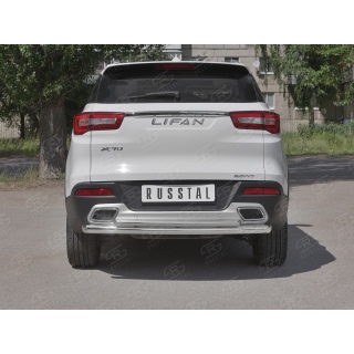 Защита заднего бампера двойная d63-42 мм LIFAN X-70 (Лифан Х-70) с 2018 года