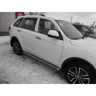 Пороги труба с подгибами из нержавеющей стали d60 мм LIFAN X-60 (Лифан Х-60) с 2016 года