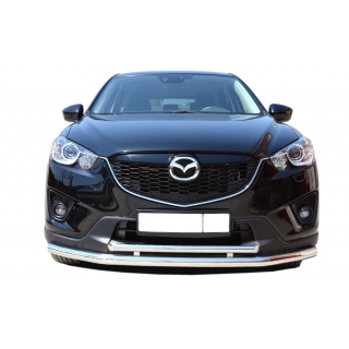 Защита переднего бампера двойная d60-42 мм (тип 2) из нержавеющей стали MAZDA CX-5 (Мазда СХ-5)