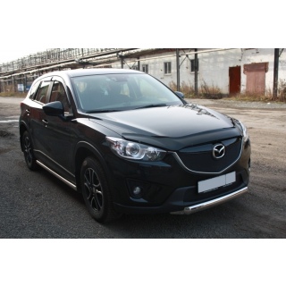 Защита переднего бампера овальная 75х42 мм из нержавеющей стали MAZDA CX-5 (Мазда СХ-5)