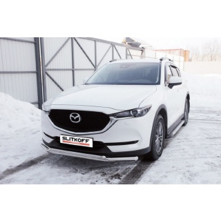 Защита переднего бампера двойная d57-42 мм Mazda CX-5 (Мазда СХ-5) с 2017 года