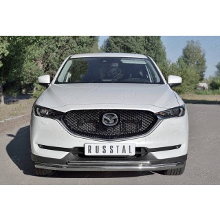 Защита переднего бампера двойная d63-42 мм Mazda CX-5 (Мазда СХ-5) с 2017 года