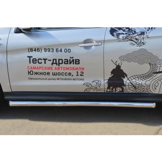 Пороги труба d63 мм с подгибом из нержавеющей стали MITSUBISHI ASX (Митсубиши ASX) с 2013 года