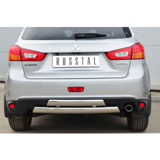 Защита заднего бампера овальная, двойная d75х42 мм MITSUBISHI ASX (Митсубиши ASX) с 2013 года