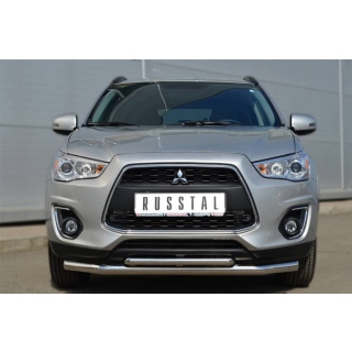 Защита переднего бампера двойная d63-42 мм MITSUBISHI ASX (Митсубиши ASX) с 2013 года