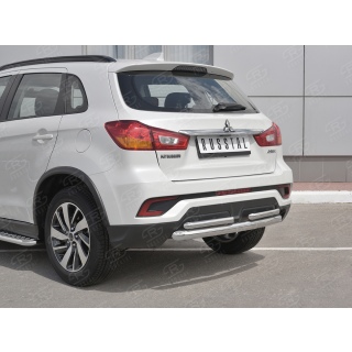 Защита заднего бампера двойная d63-2х42 мм Mitsubishi ASX (Митсубиши ASX) с 2017 года