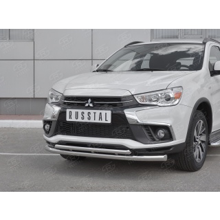Защита переднего бампера двойная d63-42 мм Mitsubishi ASX (Митсубиши ASX) с 2017 года