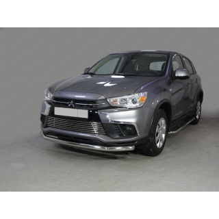 Защита переднего бампера d60 мм Mitsubishi ASX (Митсубиши ASX) с 2017 года