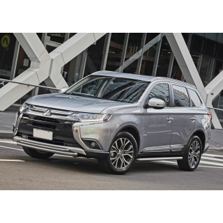 Защита переднего бампера из нержавеющей стали двойная d57-42 мм MITSUBISHI Outlander (Митсубиши Аутлендер) c 2015 по 2018 год