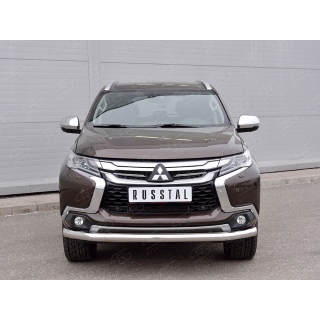 Защита переднего бампера из нержавеющей стали d76 мм MITSUBISHI Pajero Sport (Митсубиши Паджеро Спорт) с 2016 года