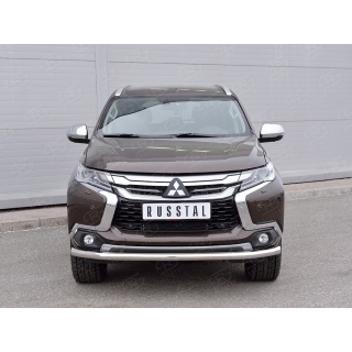 Защита переднего бампера из нержавеющей стали d63 мм MITSUBISHI Pajero Sport (Митсубиши Паджеро Спорт) с 2016 года