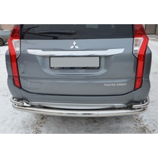 Защита заднего бампера из нержавеющей стали с загибами, d76-42 мм MITSUBISHI Pajero Sport (Митсубиши Паджеро Спорт) с 2016 года