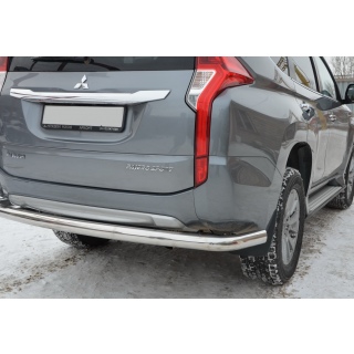 Защита заднего бампера из нержавеющей стали с загибами, d76 мм MITSUBISHI Pajero Sport (Митсубиши Паджеро Спорт) с 2016 года