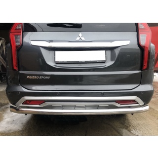 Защита заднего бампера из нержавеющей стали d60 мм MITSUBISHI Pajero Sport (Митсубиши Паджеро Спорт) с 2021 года