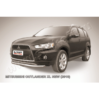 Защита переднего бампера из нержавеющей стали d76 мм MITSUBISHI Outlander XL (Митсубиши Аутлендер XL) с 2009 по 2012 год