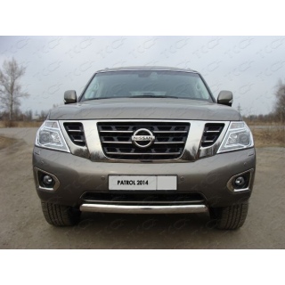 Защита передняя из нержавеющей стали нижняя (овальная) 75х42 мм NISSAN Patrol (Ниссан Патрол) 2014г