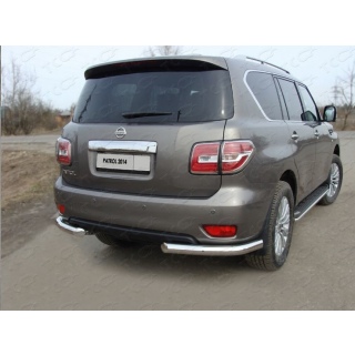 Защита задняя из нержавеющей стали (уголки) 76мм NISSAN Patrol (Ниссан Патрол) 2014г
